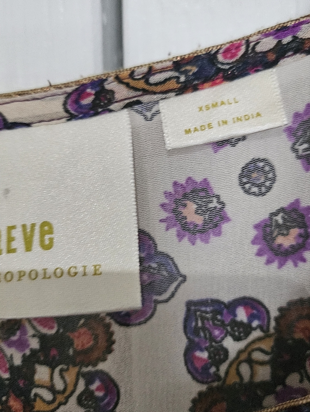 Maeve Anthropologie Dress Women Boho Floral Velvet Trim Tie XS Sheer Sleeve. - Picture 8 of 16